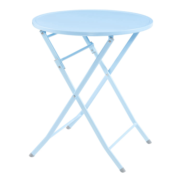 Tavolo Pieghevole Sande con Piano Rotondo - Azzurro [en.casa]