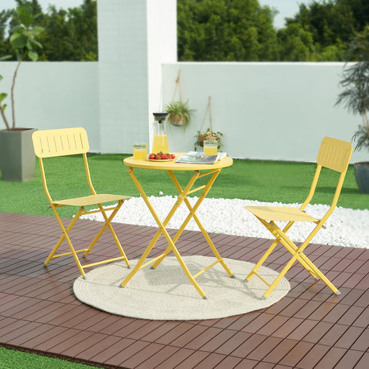 Tavolo Pieghevole Sande con Piano Rotondo - Giallo [en.casa]