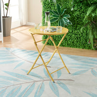 Tavolo Pieghevole Sande con Piano Rotondo - Giallo [en.casa]