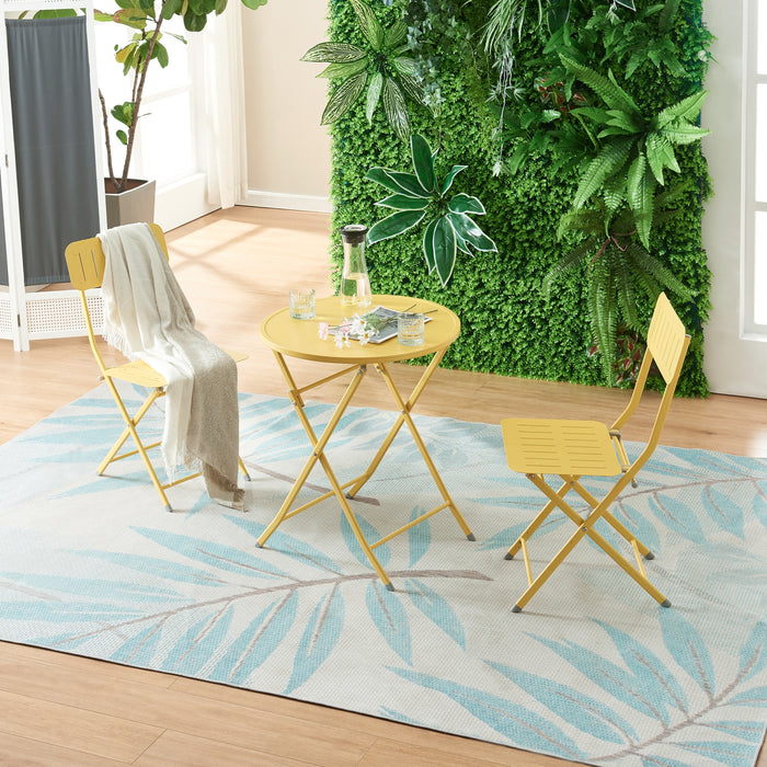 Tavolo Pieghevole Sande con Piano Rotondo - Giallo [en.casa]