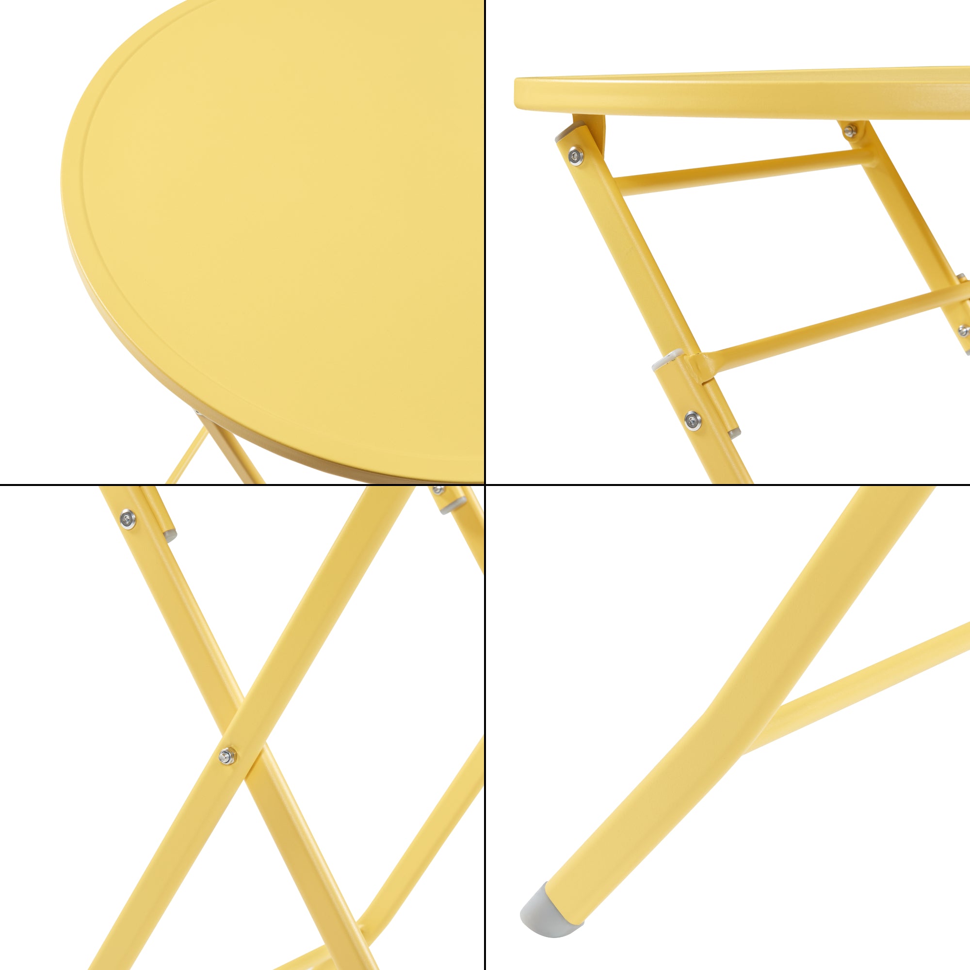 Tavolo Pieghevole Sande con Piano Rotondo - Giallo [en.casa]