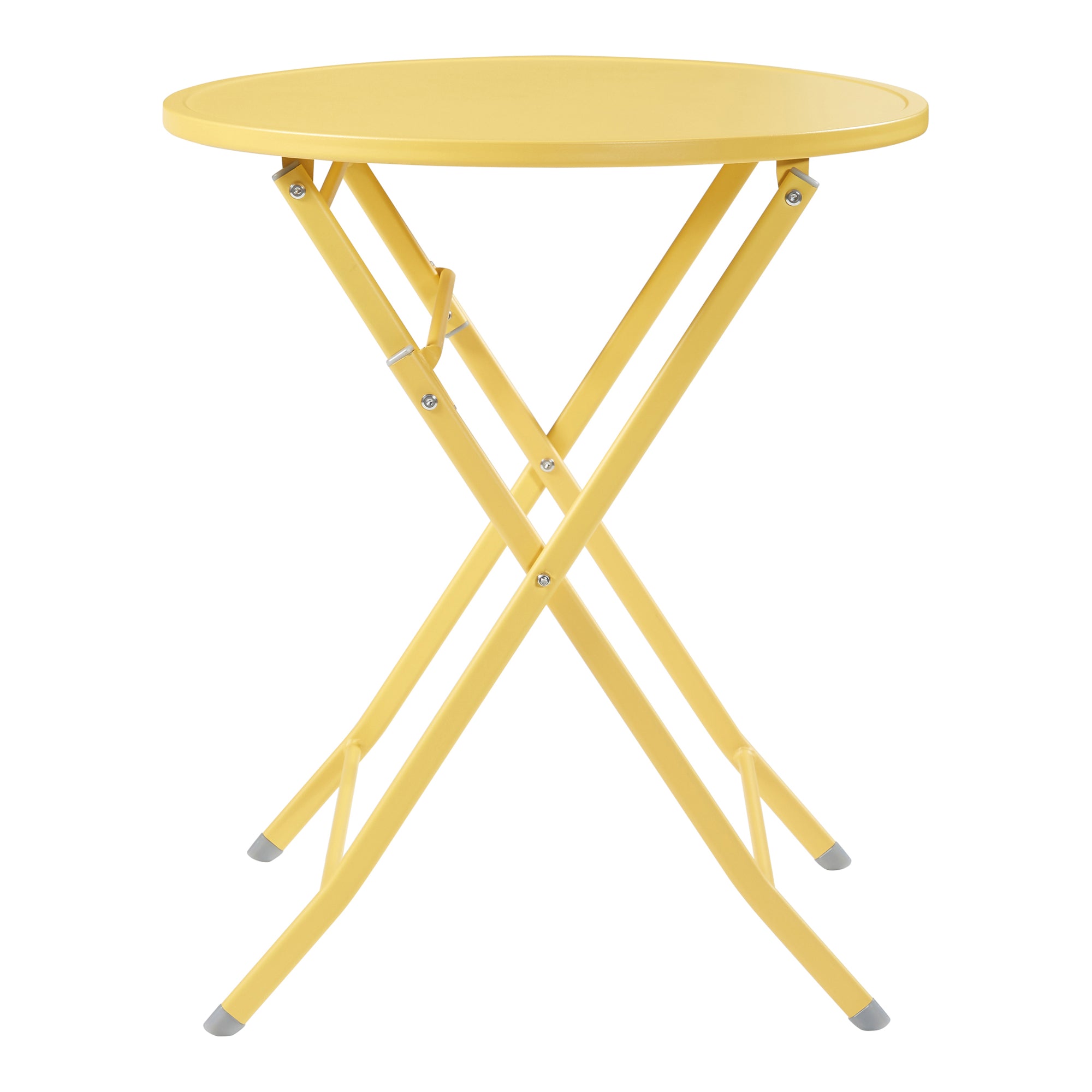 Tavolo Pieghevole Sande con Piano Rotondo - Giallo [en.casa]