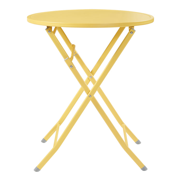 Tavolo Pieghevole Sande con Piano Rotondo - Giallo [en.casa]