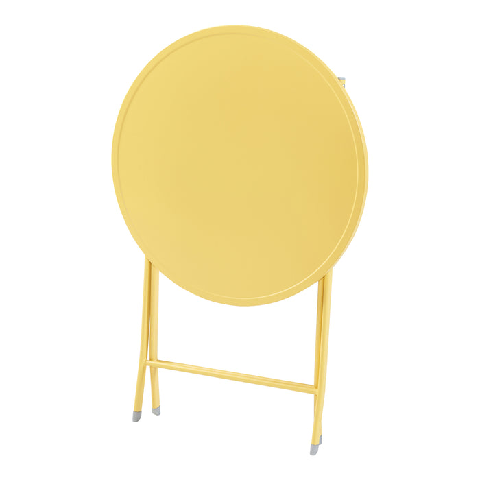 Tavolo Pieghevole Sande con Piano Rotondo - Giallo [en.casa]