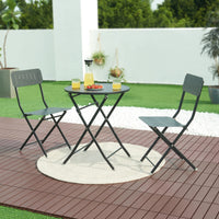 Tavolo Pieghevole Sande con Piano Rotondo - Nero [en.casa]