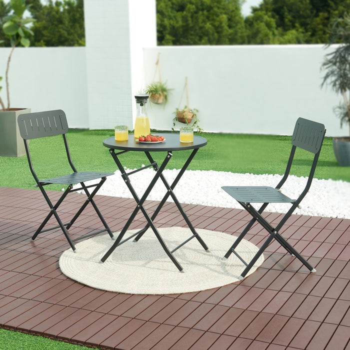 Tavolo Pieghevole Sande con Piano Rotondo - Nero [en.casa]