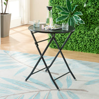 Tavolo Pieghevole Sande con Piano Rotondo - Nero [en.casa]