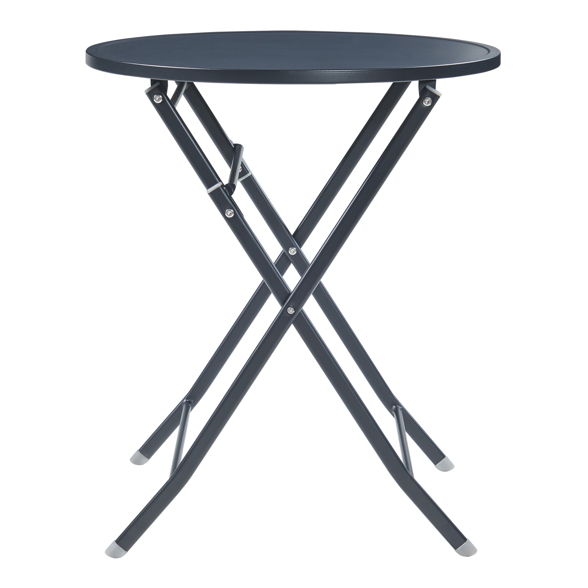 Tavolo Pieghevole Sande con Piano Rotondo - Nero [en.casa]