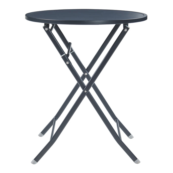 Tavolo Pieghevole Sande con Piano Rotondo - Nero [en.casa]