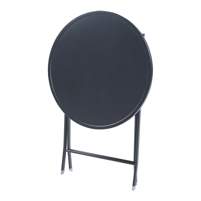 Tavolo Pieghevole Sande con Piano Rotondo - Nero [en.casa]