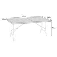 Tavolo da Picnic Mark Pieghevole 180 x 75 x 72 cm Nero Effetto Rattan [en.casa]