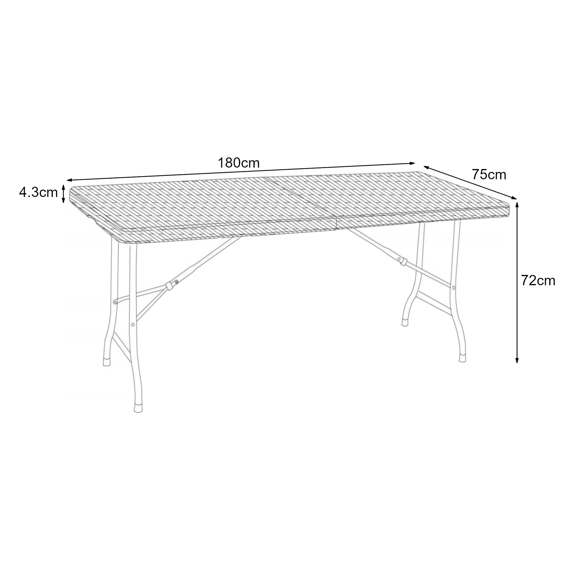 Tavolo da Picnic Mark Pieghevole 180 x 75 x 72 cm Nero Effetto Rattan [en.casa]