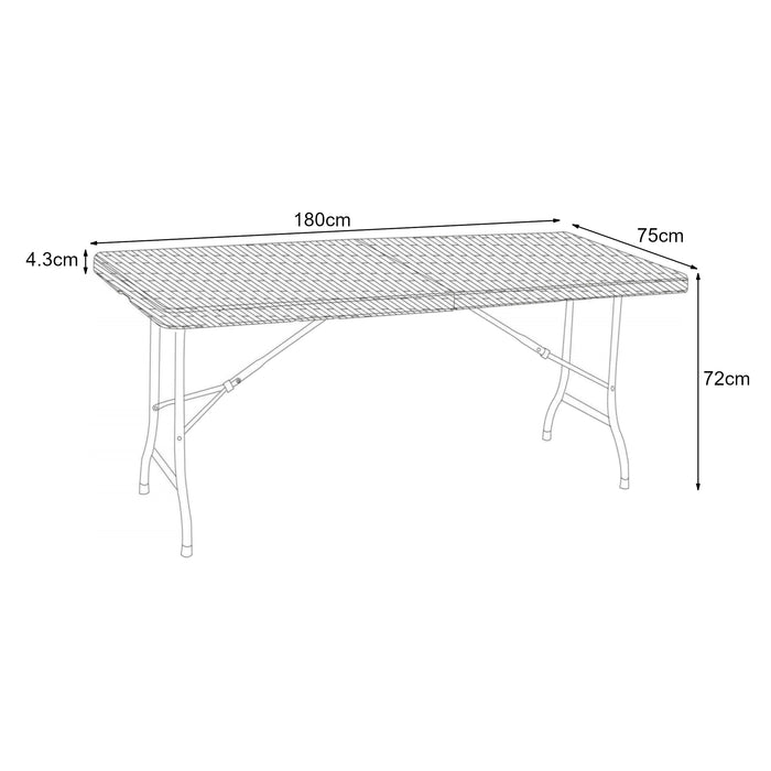 Tavolo da Picnic Mark Pieghevole 180 x 75 x 72 cm Nero Effetto Rattan [en.casa]