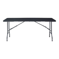 Tavolo da Picnic Mark Pieghevole 180 x 75 x 72 cm Nero Effetto Rattan [en.casa]