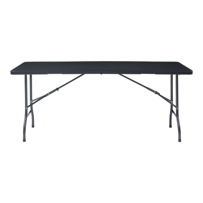 Tavolo da Picnic Mark Pieghevole 180 x 75 x 72 cm Nero Effetto Rattan [en.casa]