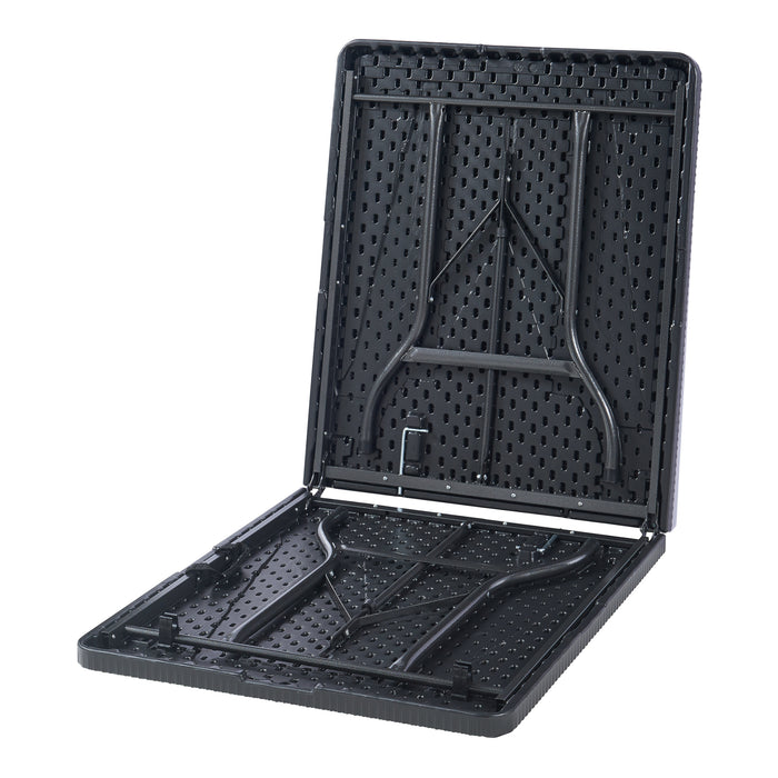 Tavolo da Picnic Mark Pieghevole 180 x 75 x 72 cm Nero Effetto Rattan [en.casa]