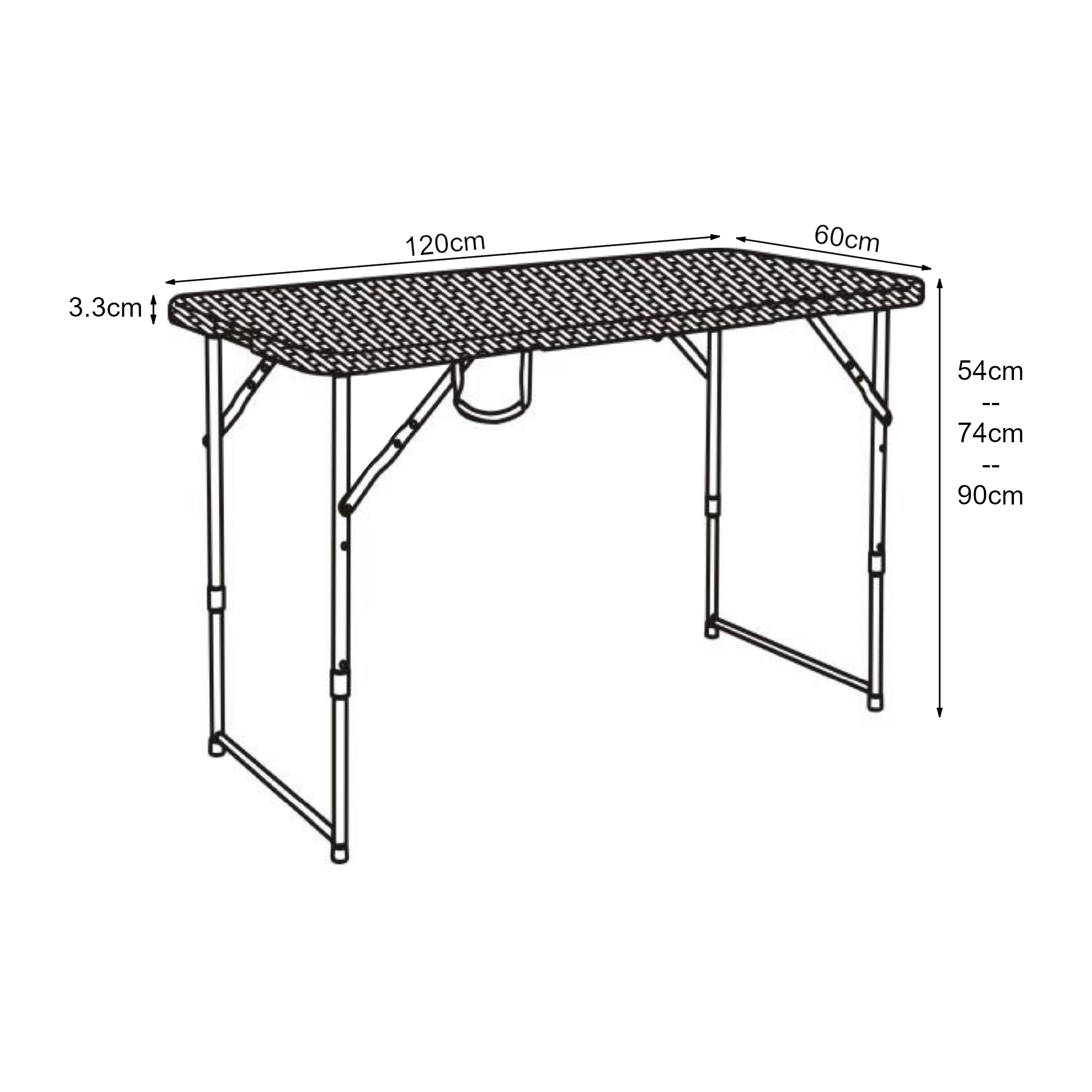 Tavolo da Picnic Adelfia Pieghevole - Nero Effetto Rattan [en.casa]