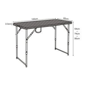 Tavolo da Picnic Adelfia Pieghevole - Nero Effetto Rattan [en.casa]