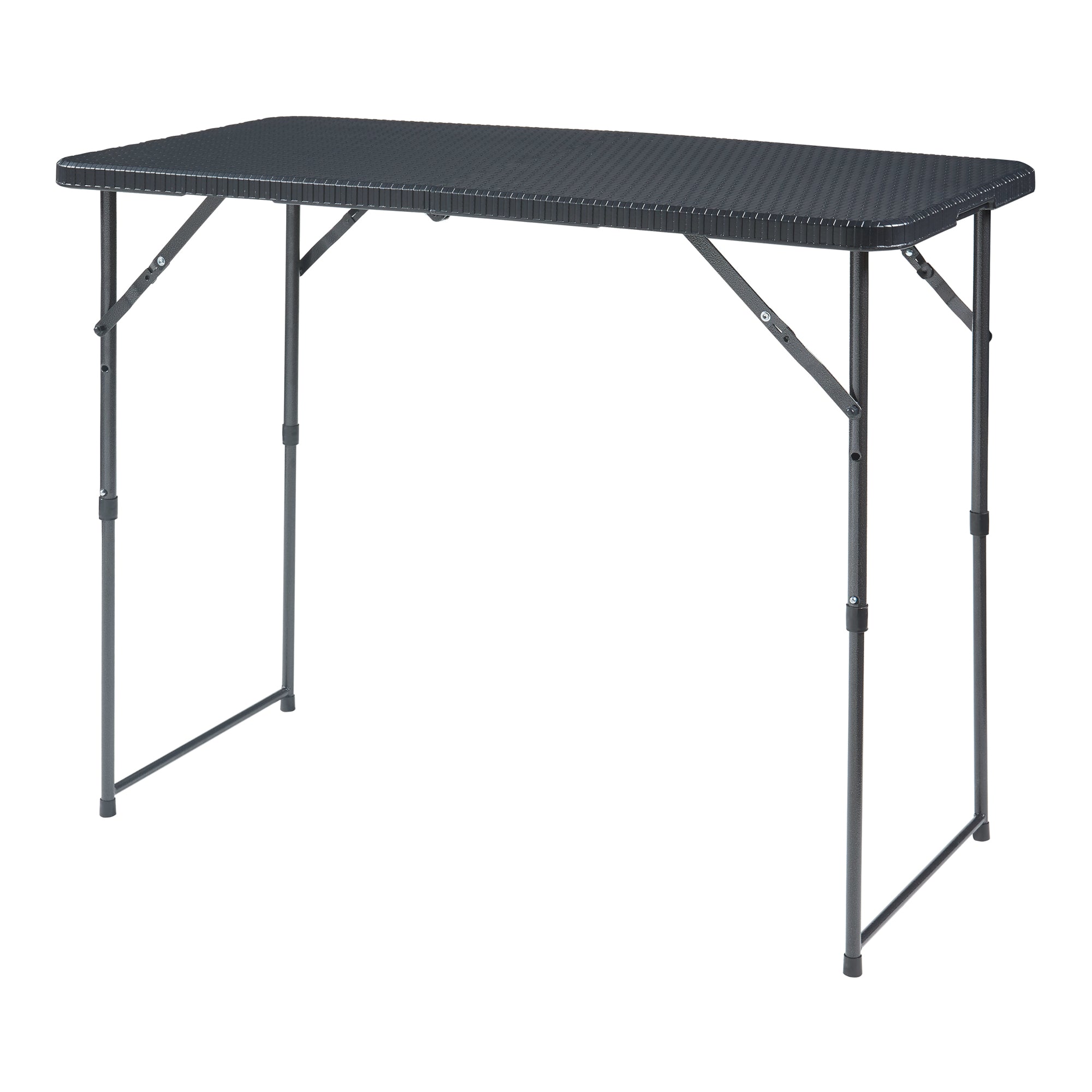 Tavolo da Picnic Adelfia Pieghevole - Nero Effetto Rattan [en.casa]