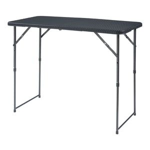 Tavolo da Picnic Adelfia Pieghevole - Nero Effetto Rattan [en.casa]