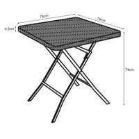 Tavolo da Picnic Mark Pieghevole  78 x 78 x 74 cm Nero Effetto Rattan [en.casa]