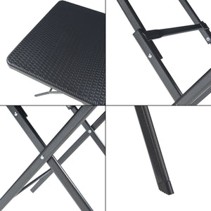 Tavolo da Picnic Mark Pieghevole  78 x 78 x 74 cm Nero Effetto Rattan [en.casa]