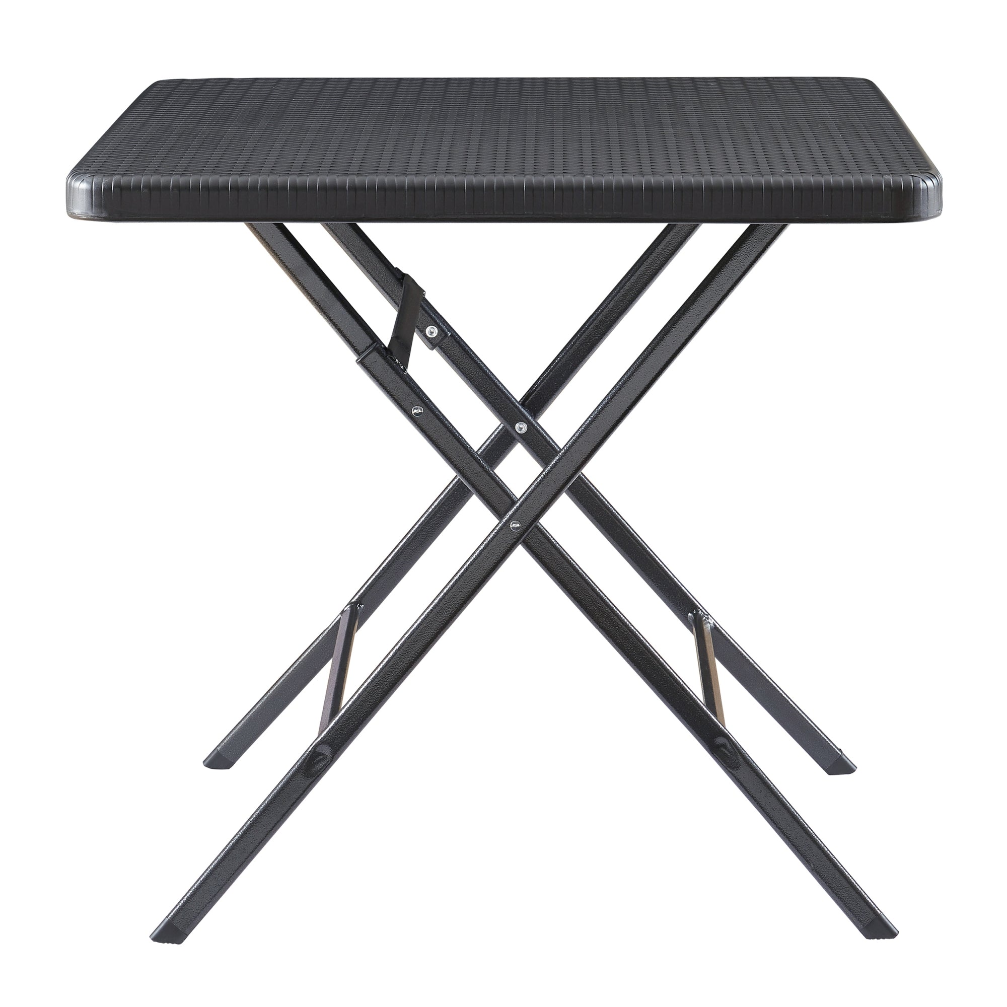 Tavolo da Picnic Mark Pieghevole  78 x 78 x 74 cm Nero Effetto Rattan [en.casa]