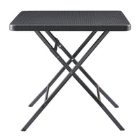 Tavolo da Picnic Mark Pieghevole  78 x 78 x 74 cm Nero Effetto Rattan [en.casa]