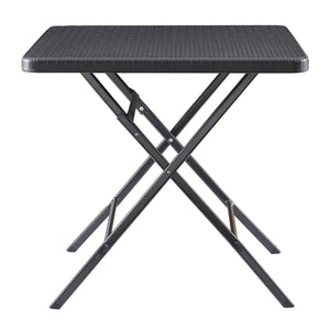 Tavolo da Picnic Mark Pieghevole  78 x 78 x 74 cm Nero Effetto Rattan [en.casa]