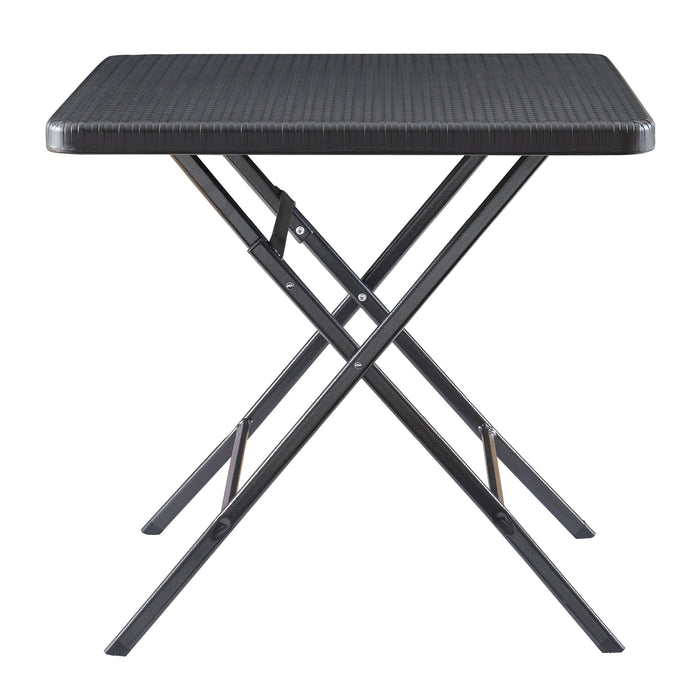 Tavolo da Picnic Mark Pieghevole  78 x 78 x 74 cm Nero Effetto Rattan [en.casa]
