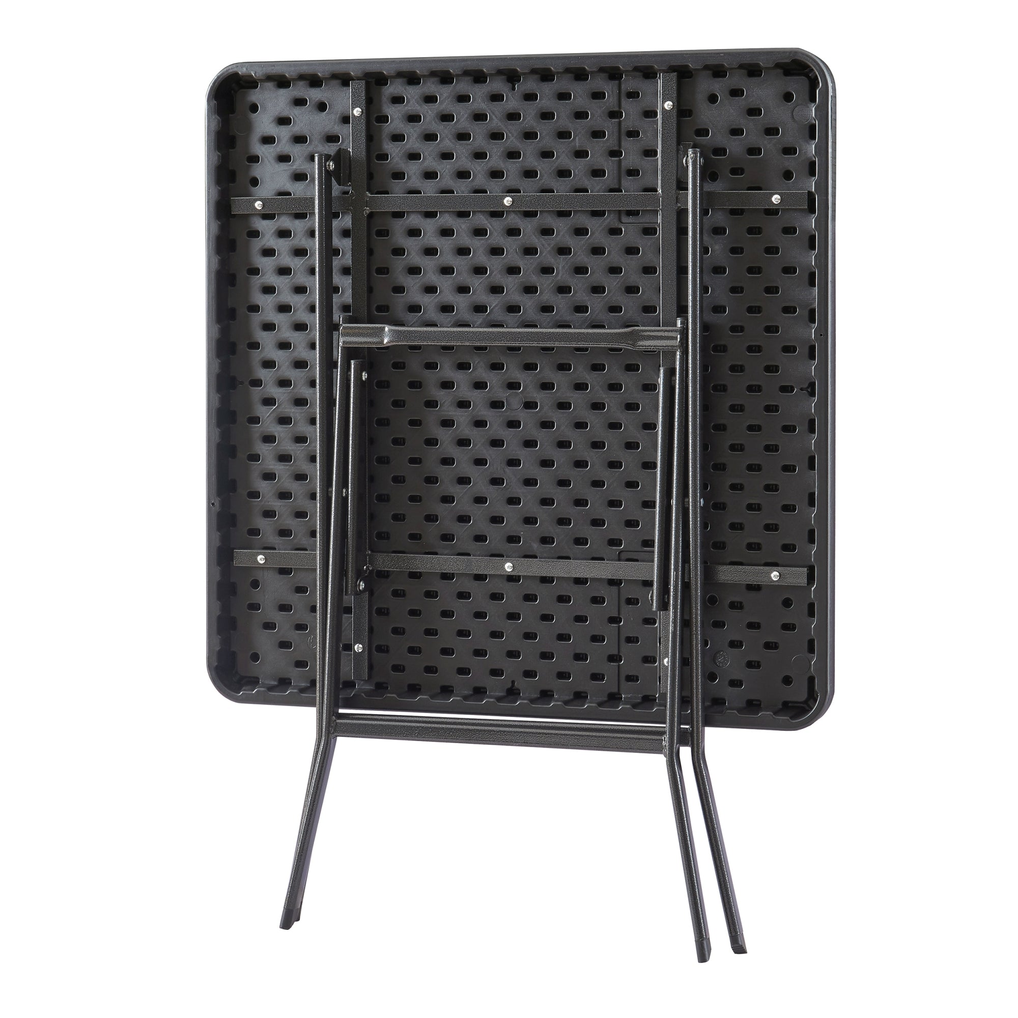 Tavolo da Picnic Mark Pieghevole  78 x 78 x 74 cm Nero Effetto Rattan [en.casa]