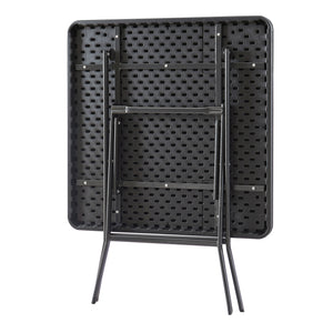 Tavolo da Picnic Mark Pieghevole  78 x 78 x 74 cm Nero Effetto Rattan [en.casa]