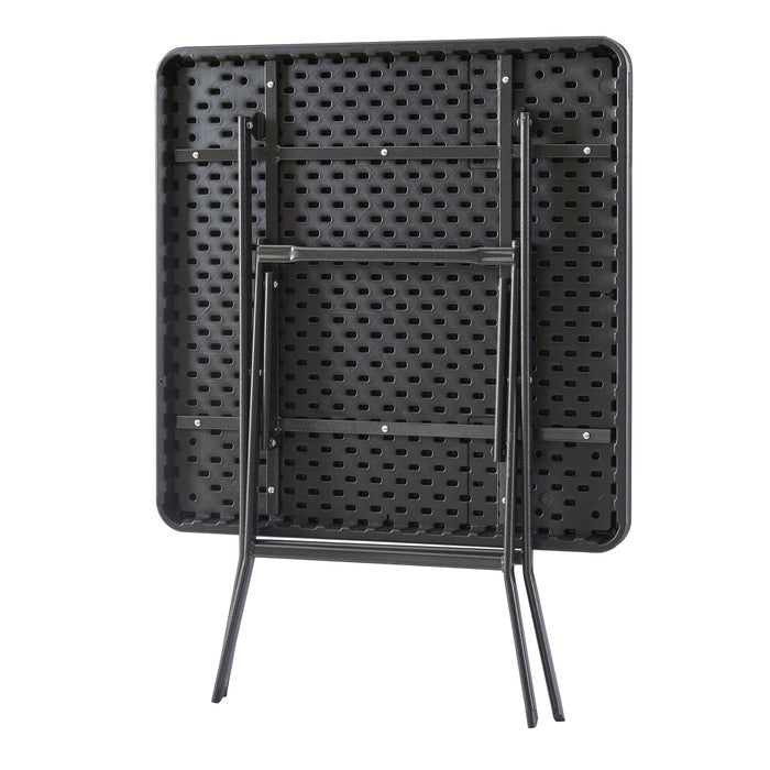 Tavolo da Picnic Mark Pieghevole  78 x 78 x 74 cm Nero Effetto Rattan [en.casa]