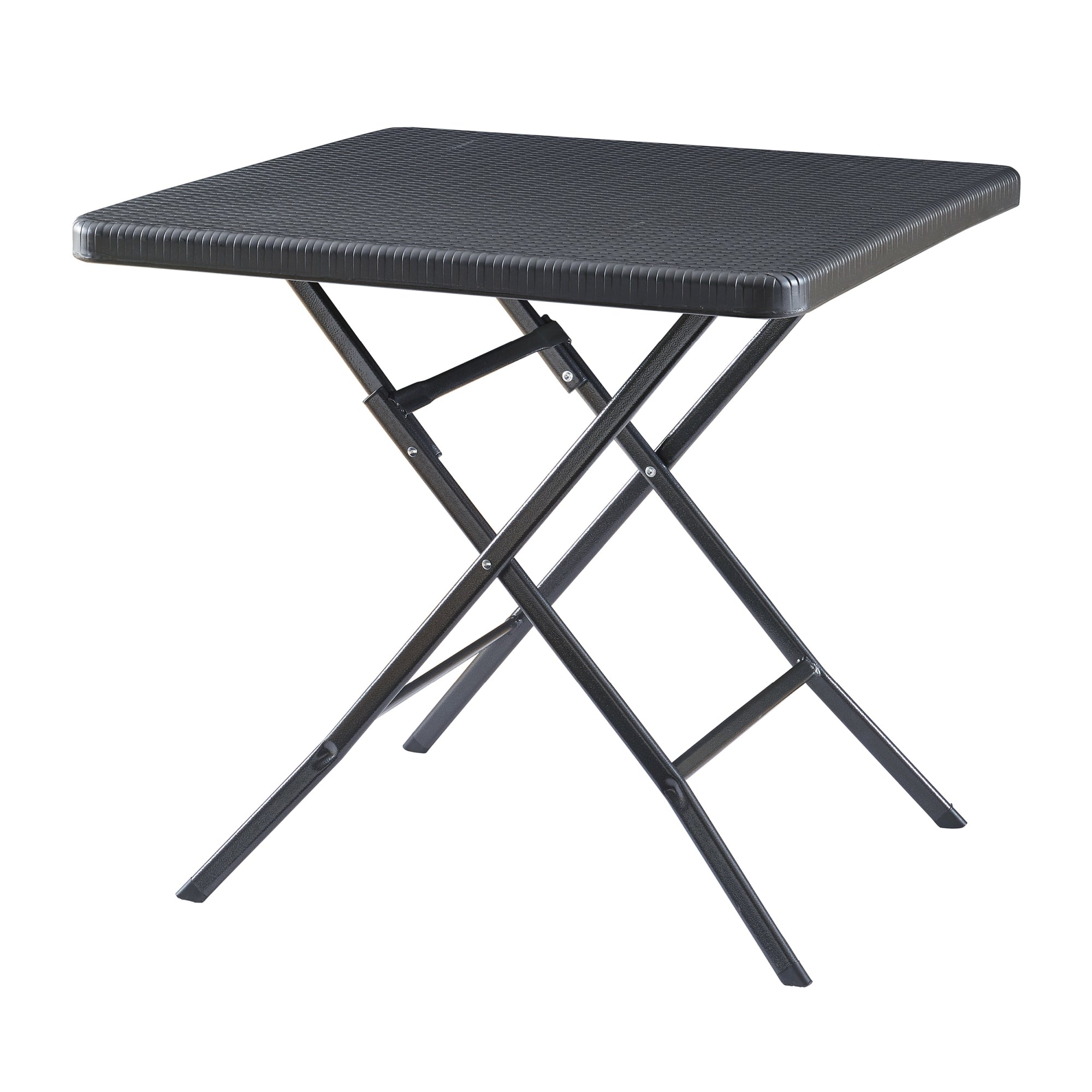 Tavolo da Picnic Mark Pieghevole  78 x 78 x 74 cm Nero Effetto Rattan [en.casa]