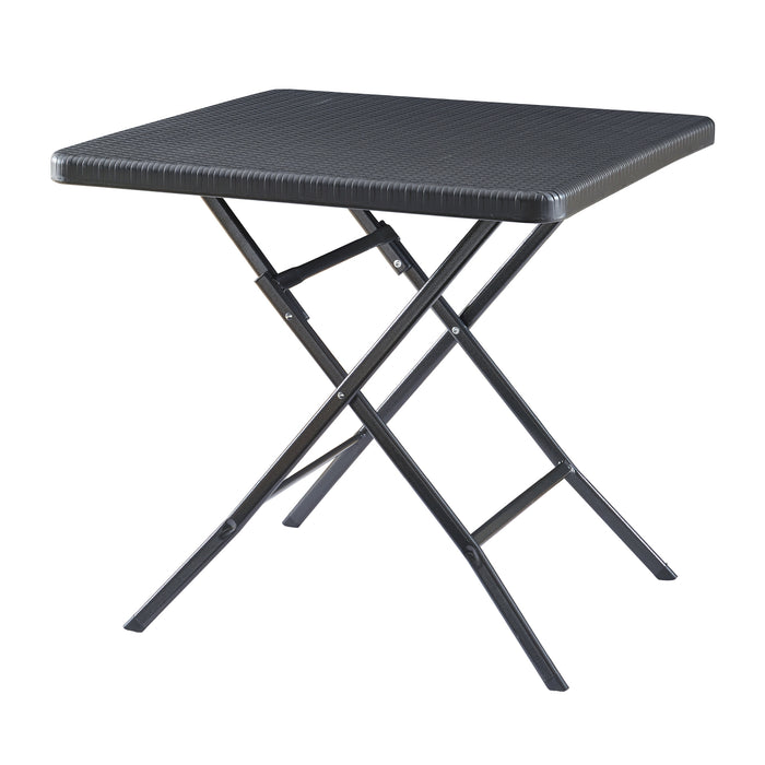 Tavolo da Picnic Mark Pieghevole  78 x 78 x 74 cm Nero Effetto Rattan [en.casa]