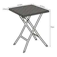 Tavolo da Picnic Mark Pieghevole 61,5 x 61,5 x 73 cm Nero Effetto Rattan [en.casa]