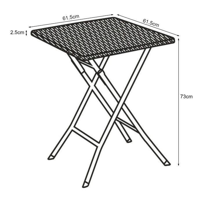 Tavolo da Picnic Mark Pieghevole 61,5 x 61,5 x 73 cm Nero Effetto Rattan [en.casa]