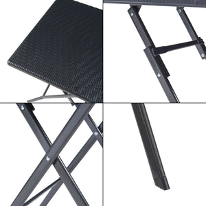 Tavolo da Picnic Mark Pieghevole 61,5 x 61,5 x 73 cm Nero Effetto Rattan [en.casa]