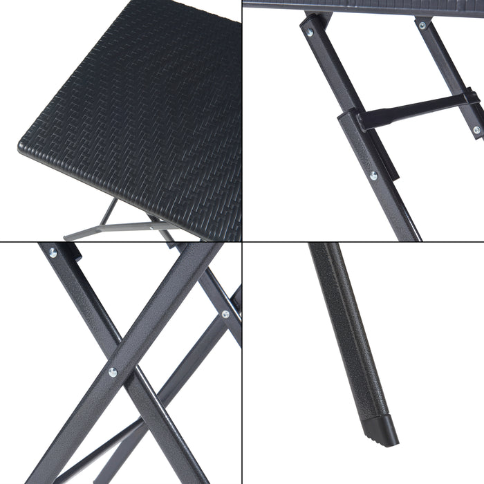 Tavolo da Picnic Mark Pieghevole 61,5 x 61,5 x 73 cm Nero Effetto Rattan [en.casa]
