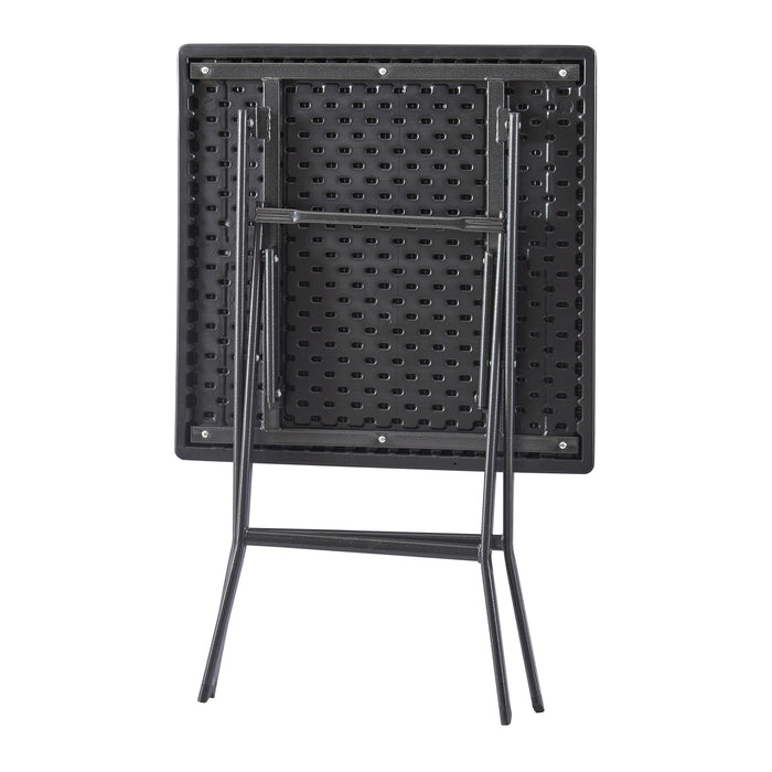 Tavolo da Picnic Mark Pieghevole 61,5 x 61,5 x 73 cm Nero Effetto Rattan [en.casa]