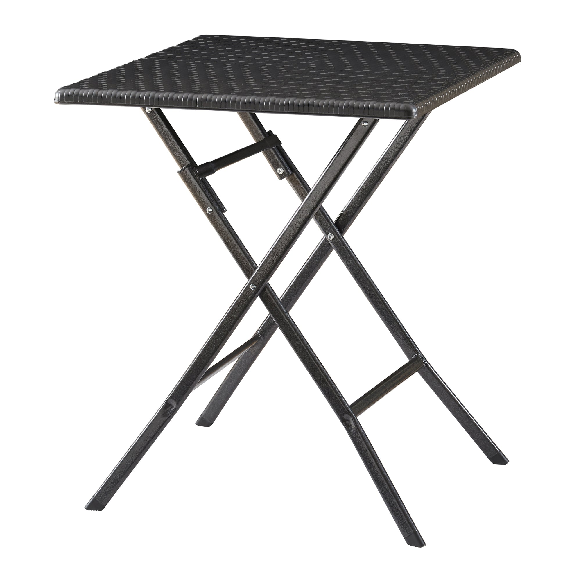 Tavolo da Picnic Mark Pieghevole 61,5 x 61,5 x 73 cm Nero Effetto Rattan [en.casa]