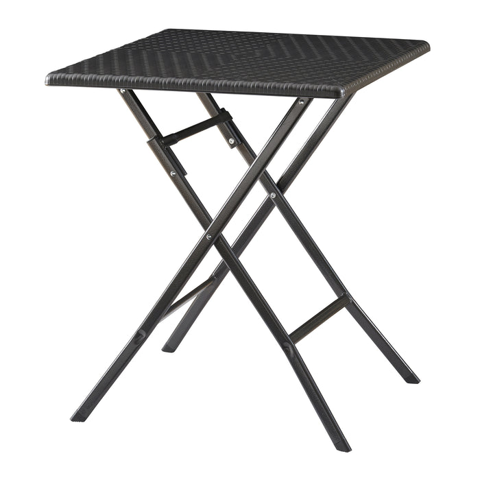 Tavolo da Picnic Mark Pieghevole 61,5 x 61,5 x 73 cm Nero Effetto Rattan [en.casa]
