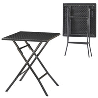 Tavolo da Picnic Mark Pieghevole 61,5 x 61,5 x 73 cm Nero Effetto Rattan [en.casa]