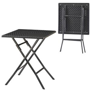 Tavolo da Picnic Mark Pieghevole 61,5 x 61,5 x 73 cm Nero Effetto Rattan [en.casa]