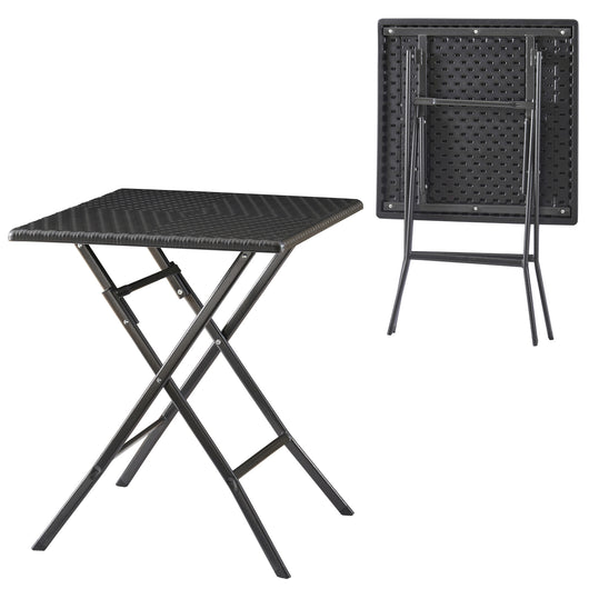 Tavolo da Picnic Mark Pieghevole 61,5 x 61,5 x 73 cm Nero Effetto Rattan [en.casa]