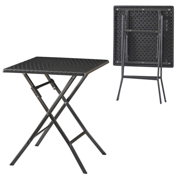 Tavolo da Picnic Mark Pieghevole 61,5 x 61,5 x 73 cm Nero Effetto Rattan [en.casa]