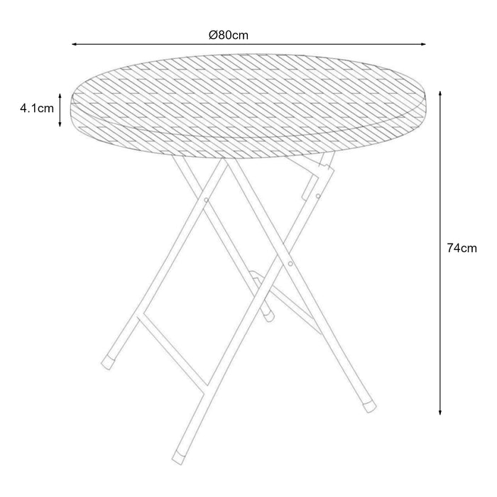 Tavolo da Picnic Mark Pieghevole Ø80 x 74 cm Nero Effetto Rattan [en.casa]