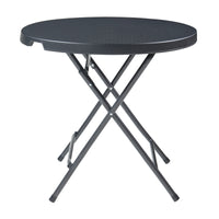 Tavolo da Picnic Mark Pieghevole Ø80 x 74 cm Nero Effetto Rattan [en.casa]