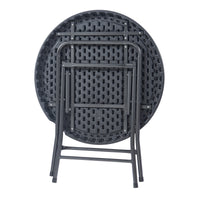 Tavolo da Picnic Mark Pieghevole Ø80 x 74 cm Nero Effetto Rattan [en.casa]