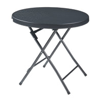 Tavolo da Picnic Mark Pieghevole Ø80 x 74 cm Nero Effetto Rattan [en.casa]